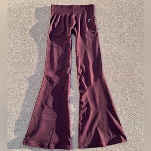 Gymshark flare wide leg maroon leggings pants NWOT